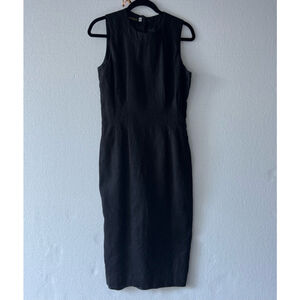 Vintage Jan Barboglio Black Linen Dress Size 8